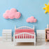 1: 12 Set Miniature Furniture Pink Double Bed Synthetic Material Dollhouse Furniture Baby Doll Accessories