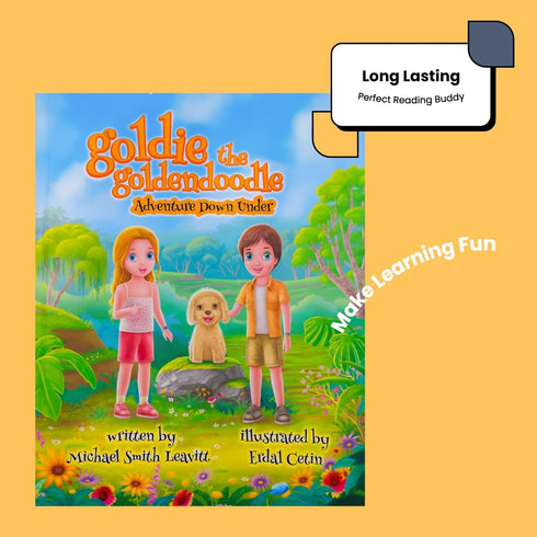 Goldie The Goldendoodle Adventure Down Under - Children's Book & Stuffed Dog Plushie Set for Ages 3-8