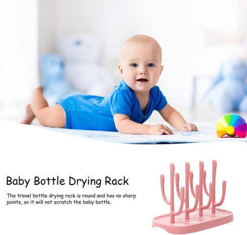 YilulvDeng Pink Baby Bottle Drying Rack, Portable Bottle Holder for Baby Accessories