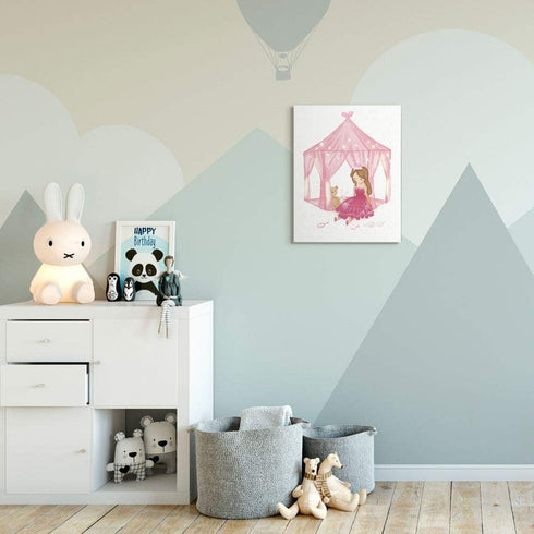 Stupell Industries Girl's Playroom Princess Doll Stuffed Animal Illustration by Ziwei Li, 16x20 Canvas Wall Art
