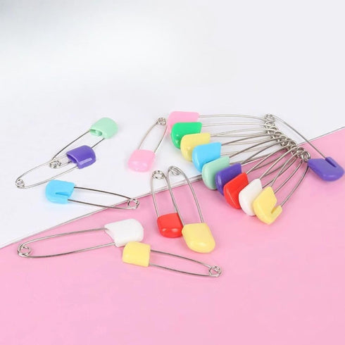 Essivox 20Pcs 2 Inch Safety Diaper Pins, Safety Locking Holder Colorful Safety Pins for Cloth Nappies and Accessorie