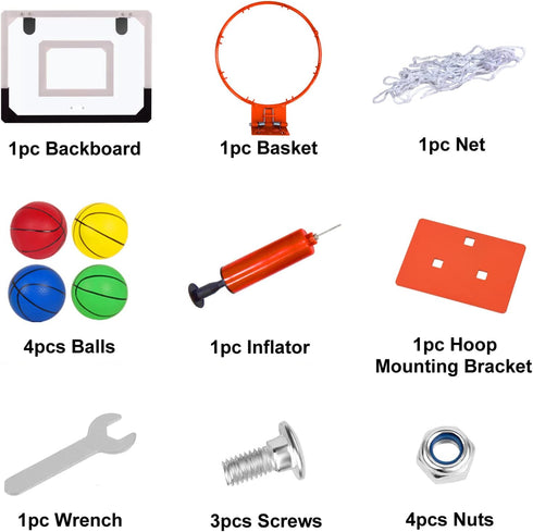 NI-ROU Indoor Mini Basketball Hoop for Kids with Electronic Scoreboard & 2 Balls