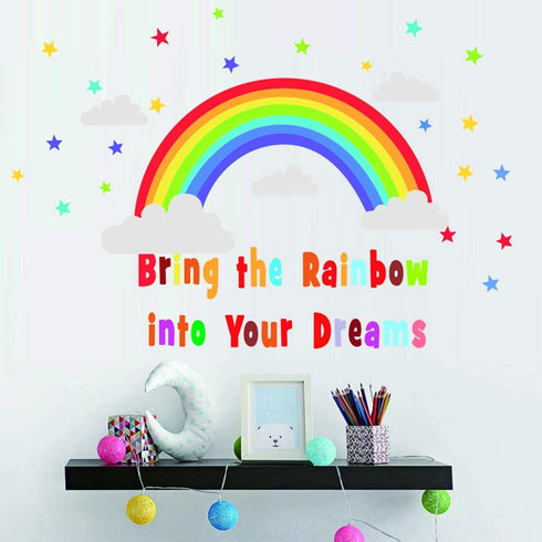 Bamsod Rainbow Wall Sticker, Kids Wall Decal Art for Girls Bedroom Nursery Home Decor, 16.5x32.6 inch