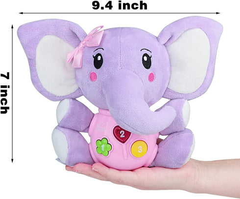 Aitbay Plush Elephant Music Baby Toys for 0-12 Months - Light Up Stuffed Animal for Boys & Girls (Purple)