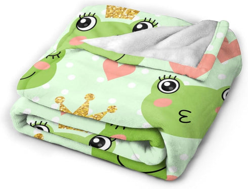 Cute Frogs Prince Baby Blankets Soft Warm Fuzzy Plush Bed Throw Blanket for Newborn Infant Toddler Girls Boys Kids, 30"X40" by Duduho