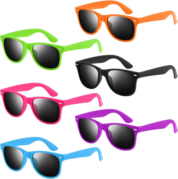 NEBURORA Neon Sunglasses Bulk, Classic Retro Multicolor Party Sunglasses, 6/12/24/60 Pack Toys for Summer Beach Party