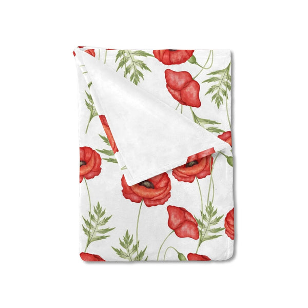 Boho Retro Poppy Flowers Leaves Baby Blanket, Red Poppy Floral Spring Blossom Swaddle Blanket 30x40