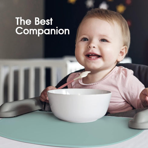 Cuddle Campus Silicone Placemat with Raised Edges for Kids, Non-Slip Table Setting for Dining, Comes with String for