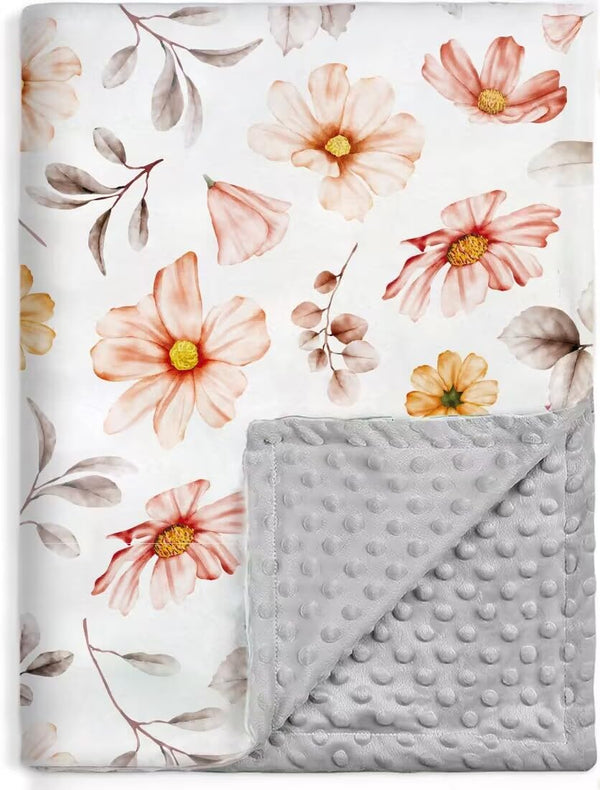 BORITAR Kids Baby Blankets Soft Plush Mink Fabric for Girls,Elegant Daisy Floral