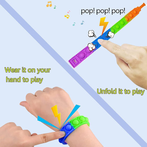 kapibarasensei 80Pcs Pop Bracelet Fidget Toy, Wearable Fidget Bracelets Push Poping Bubble Sensory Toys Stress Relief