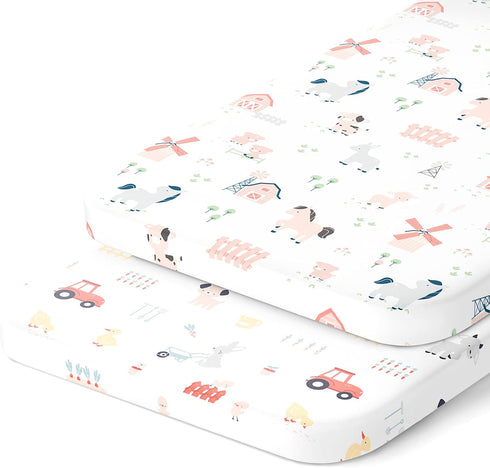 Cradle Sheets Fitted 18 x 36 Inch Snuggly Soft 100% Jersey Cotton