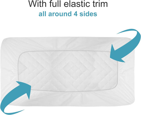 2 Pack 24"x38" NTBAY Waterproof Mini Crib Mattress Protector, Quilted Fitted Mattress Cover - Machine Washable - Soft