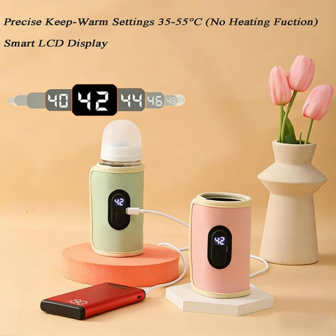 Settings Baby Bottle Warmer,Keep Milk Warm Only (No Heating,Keep Warm only) Temperature Digital USB Portable Warming