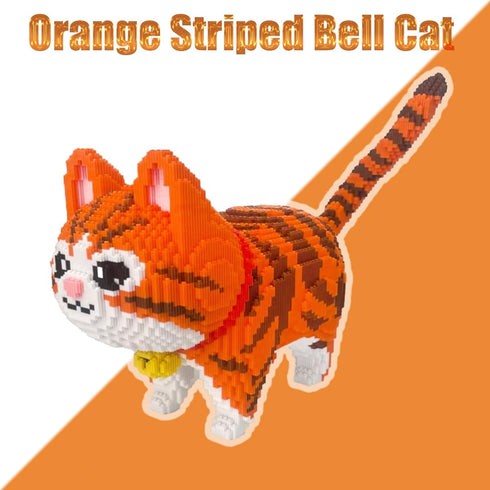 Set8000PCS HONLANCH Animal Orange Striped Bell Cat Micro Building Blocks Gift for Adult and Kid