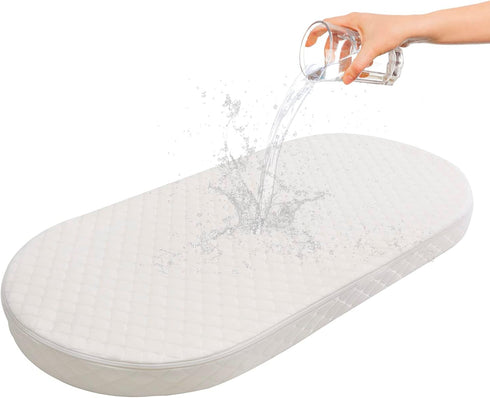 Baby Bassinet Mattress, Breathable, Premium Foam, Hypoallergenic, Non-Toxic, Oval Shaped with Removal
