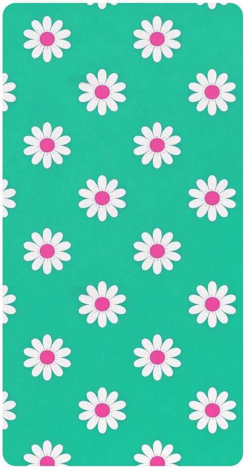 miaozhen Cotton Baby Crib Sheets for Boys Girls Ultra Soft Daisy Flower Cyan