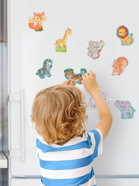 Magnetic Puzzles for Toddlers 2-4, Travel Dinosaur Activities Toy Wooden Jigsaw Puzzles Book for Kids 1-5