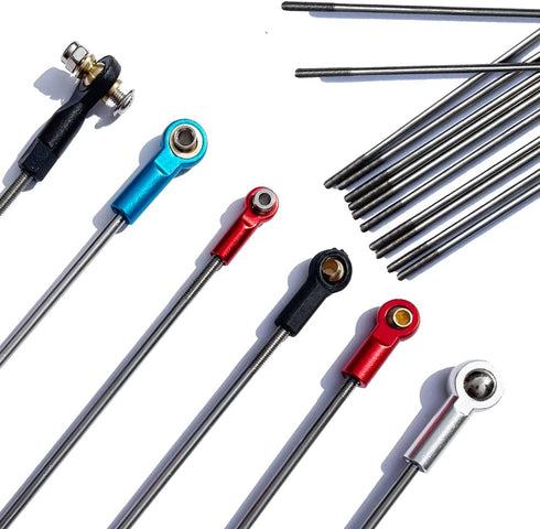 M3 11.8Inch 304 12Pcs Pushrod Connector Stainless Steel Rod Linkage for RC Model Airplane Helicopter Boat Car DIY Parts