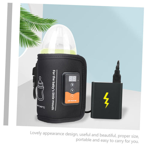 USB Reusable Bottle Warmer with Adjustable Temperature LCD Display Insulated Feeding Bottle Wrap for Travel and Night