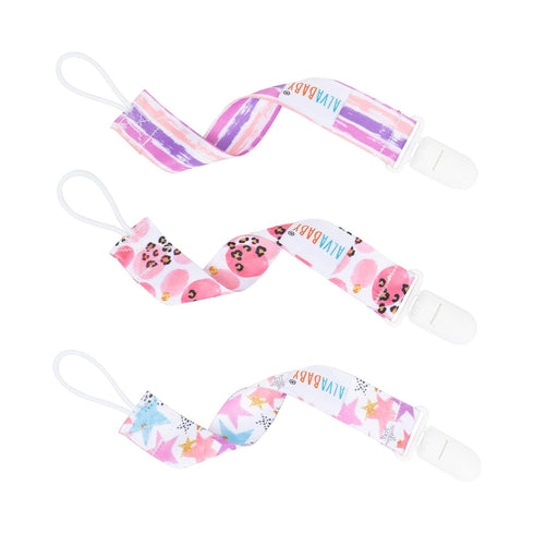 6 Pack 6DBP06 ALVABABY Baby Pacifier Clips Paci Universal Holder Leash Pacifier Clip Binky Holder for Teether Soothie