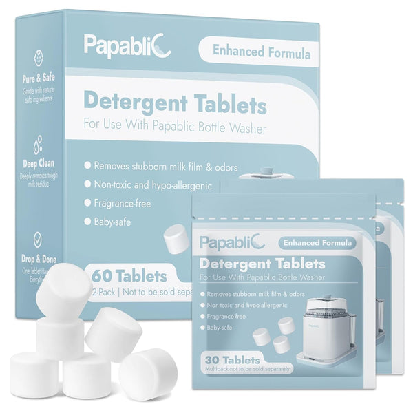 Papablic 60Pcs Official Detergent Soap Tablets for Baby Brezza, GROWNSY, Momcozy Bottle