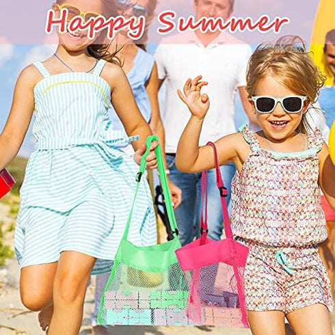Frienda 15 Pack Mesh Beach Tote Bag, Seashell Bags, Bag Toys Organizer for Holding Beach Children' Toys Market