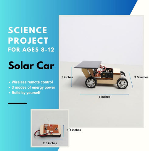 Solar-Powered Car V1 - Wooden STEM Kit with Wireless Remote Control for Kids Aged 8-12