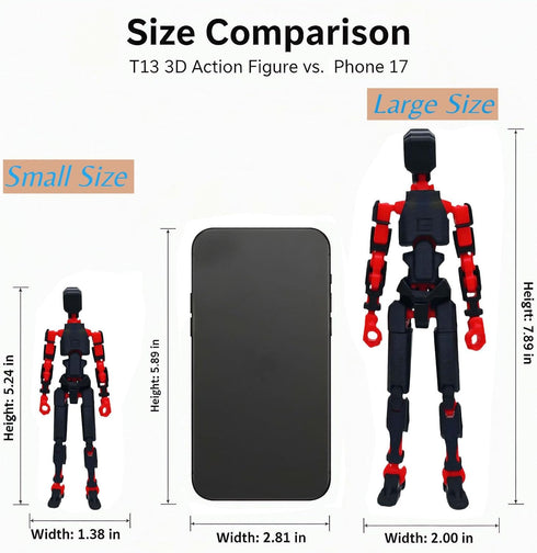 Teoboeys 5.2 inches T13 3D Set 13 13 13 3D Action Figure with Dog Titan Nova Robo Action Figures with Weapons T Printed