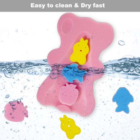 HALLO Soft Infant Bath Sponge, Skid Proof Baby Bath Mat, Newborn Odor Free (Pink)