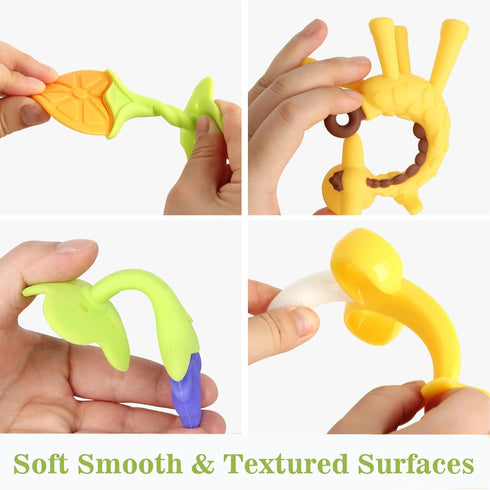 Chuya Teething Toys (4 Pack), BPA-Free Teething Toy for Baby, Banana Toothbrush for Infants 3-6 Months
