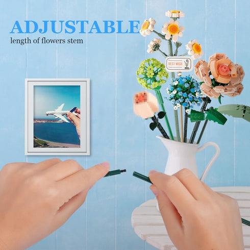 OSDUE Sets, 680 Mini Bricks Flower Bouquet Building Artificial Flowers, DIY Unique Decoration Home, Pieces Botanical