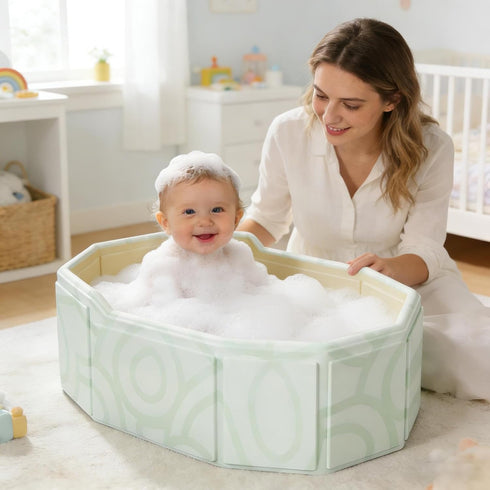 Generic 75x45cm Foldable Kid Bath Tub Lightweight, Portable Space, Saving Bathtub Drain Plug, Boys Girls Pets Cats Dogs