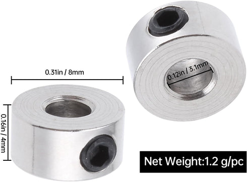 15pcs 1/8" Set 8x3.1mm 0.31"x 0.12" Hobbypark Plated Landing Gear Stopper Wheel Collar / RC Airplane Replacement