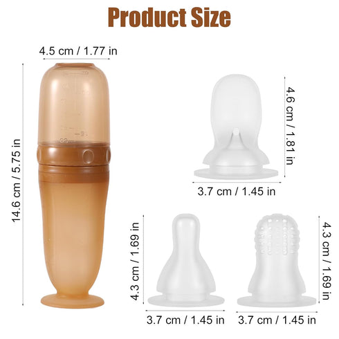 BOXOB 3-in-1 Baby Food Bottle, Silicone Food Dispensing Squeeze Feeder Multifunctional Baby Milk Bottle Weaning Bottles