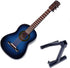 Dselvgvu Wooden Miniature Guitar with Stand and Case, Classic Blue Model for Dollhouse Decoration, 5.12"x1.86"x0.68"