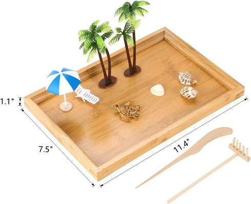 Japanese Zen Garden for Desk, Mini Small Beach Zen Garden Kit for Desk, Meditation Accessories Desktop Sandbox