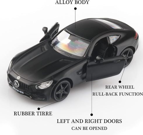 1/36 Scale Mercedes Benz AMG GTS Diecast Cars Models, Pull Back Vehicles Toy Cars in Black