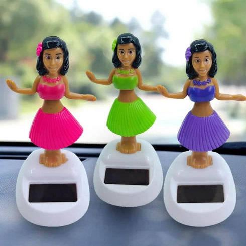 Green Solar Powered Dancing Hula Girl Dashboard Decorations, Swinging Bobbleheads Toy Collection