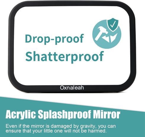 Oxnaleah 360 Car Mirror for Baby,Shake proof,Shatterproof Baby Car Mirror for Safe Travel, Rotation, Clear Wide View