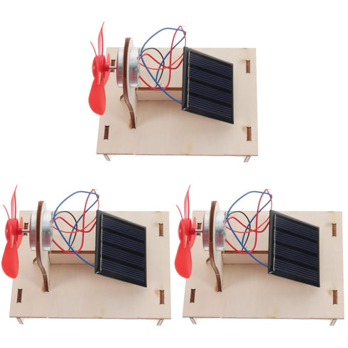 House Fan 3 Sets Fan for Home, Wooden Solar Model Educational Science Kit