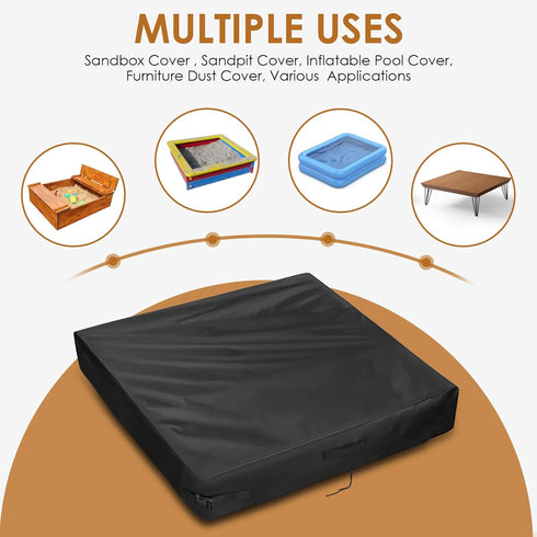 50"X 50"X7.8"), Sandbox Cover, Heavy Duty Waterproof Sand Box Cover, Suitable Use as Kids' Outdoor Square Sandbox Lid