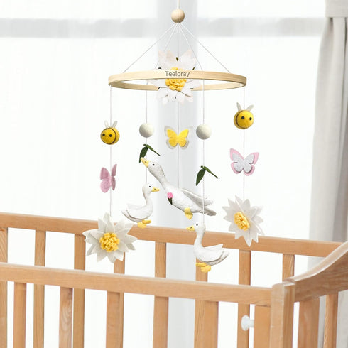 Baby Mobile for Crib Goose Nursery Decor Handmade Felt Crib Mobile for Bassinet One Silly Goose Birthday Decorations