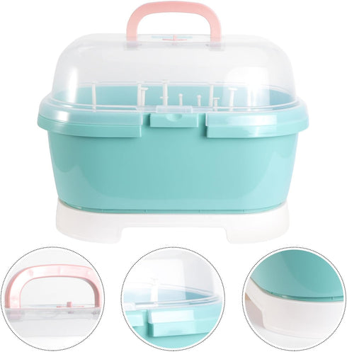Toddmomy Bottle Drying Rack and Storage Box, Plastic Milk Bottle Drainer with Pacifier Holder, Organizer for Home Use