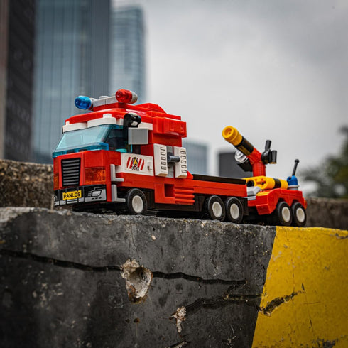 Set (646 Block Builder Fire Truck Building Block Pieces). Fire Rescue Truck Includes Five Different attachments and a