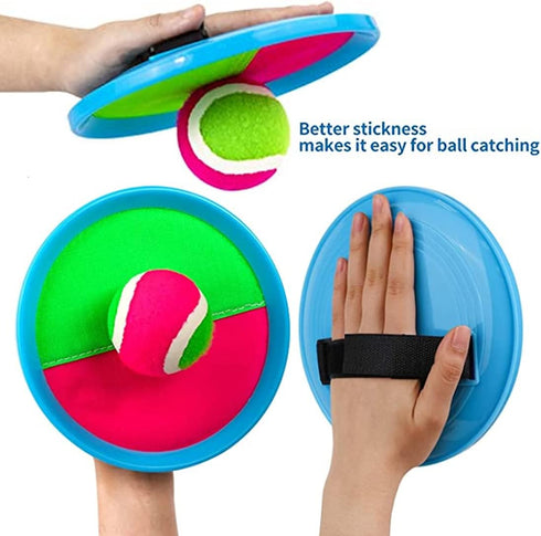 Ball Catch Set Games, Toss Paddle Outdoor Toys, Beach Toys with 2 Paddles & 2 Balls for Kids Birthday Gift