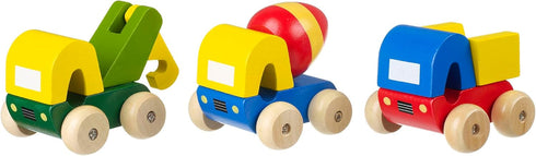 Orange Tree Toys First Trucks | Hand Painted Colorful Wooden Toy for Toddlers Age 12m+, Set of 3