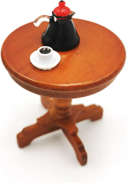 SXFSE 1:12 Dollhouse Decoration Accessories, Dollhouse Furniture Miniature Wooden Round Side Table