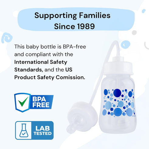 Hands-Free Baby Bottle 4 oz 3m+ (2 - Anti-Colic Nursing System Baby Bottle with Fast Flow Nipple/Teat with Tube Straw