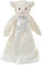 Bearington Collection Lamb Plush Security Blanket - 15 in White Satin Trim for Christening and Baptism