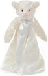 Bearington Collection Lamb Plush Security Blanket - 15 in White Satin Trim for Christening and Baptism